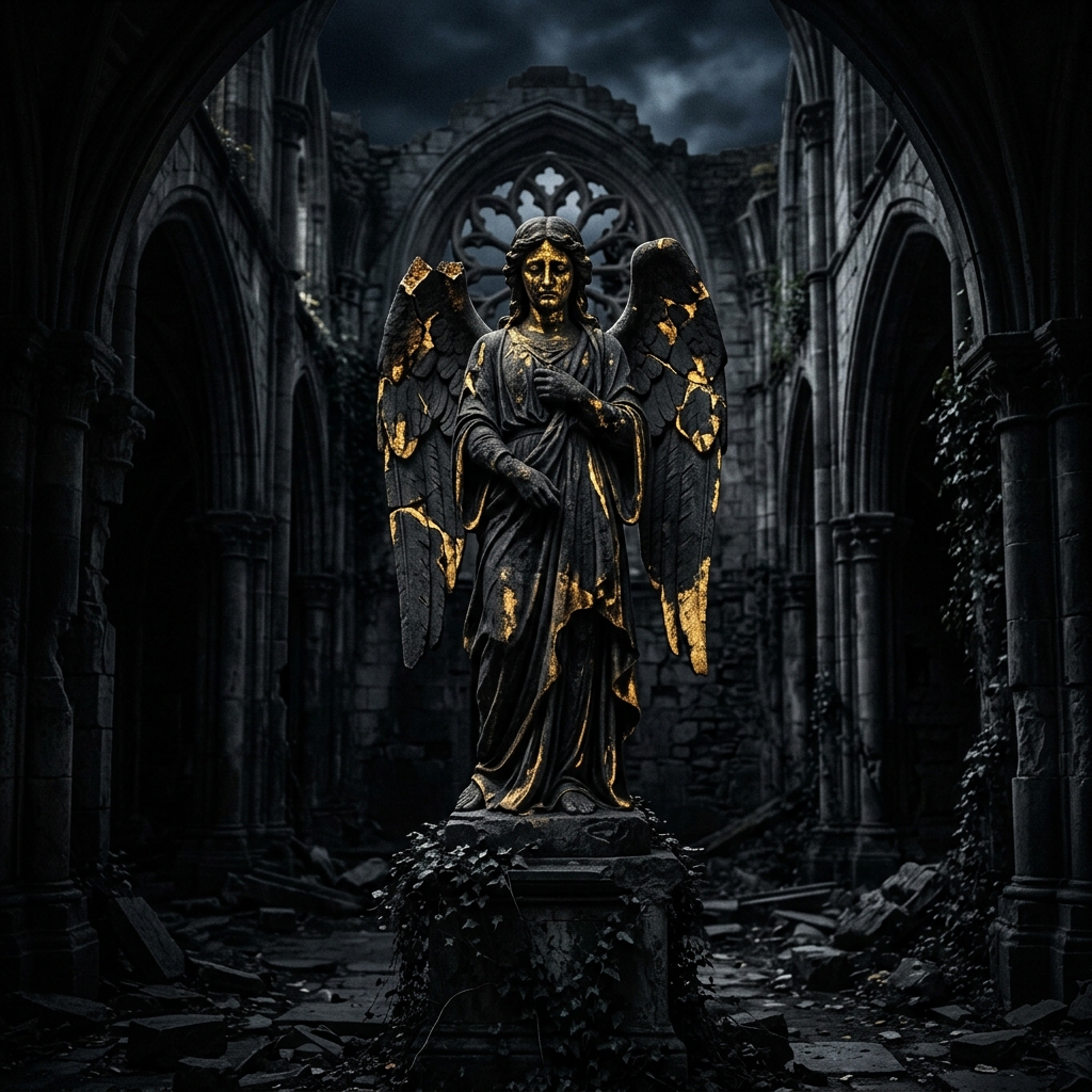 Shattered Gothic Angel in the Ruins
