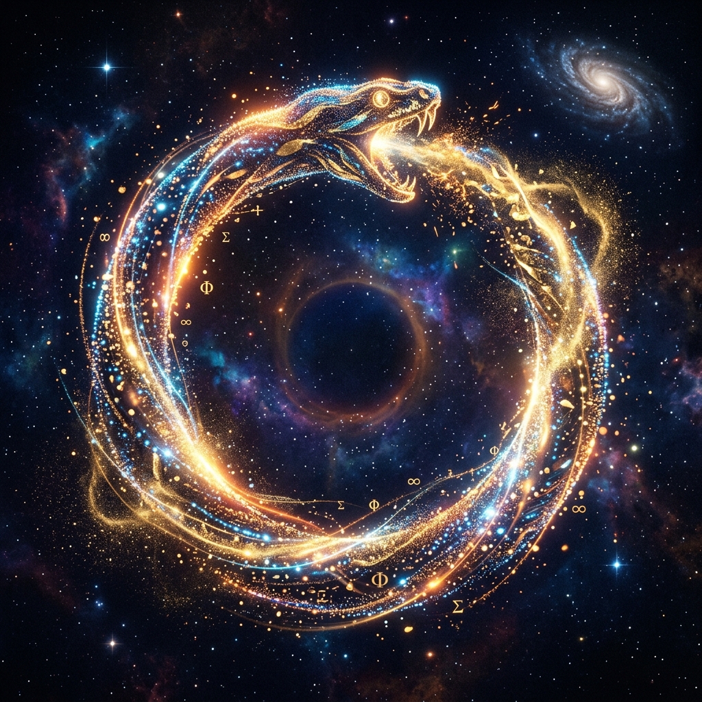 Cosmic Ouroboros Snake formed of Golden Star Dust
